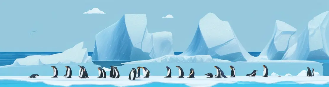 Image of penguins on icebergs
